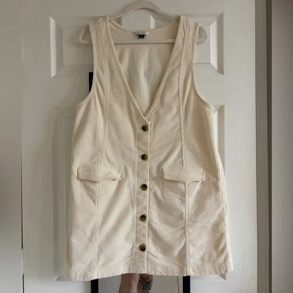 American Eagle Cream Corduroy Dress - Picture 1 of 3